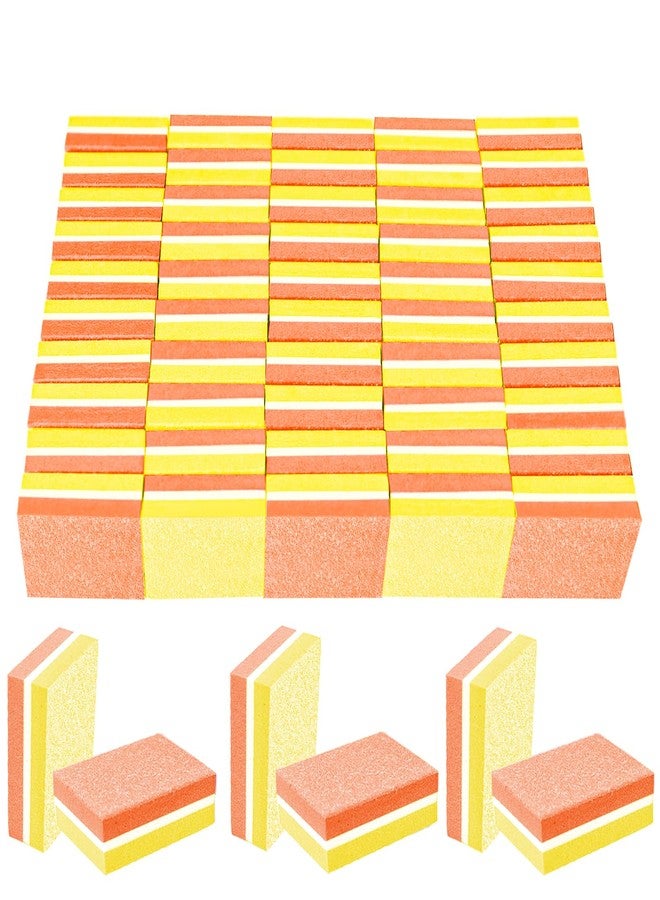 TKYZMS 50 Pcs Sponge Nail Buffers,100/180 Grit Mini Nail Files,Mini Buffer Block Nail File for Acrylic & Natural Nails,Double-Sided Buffing Blocks for Manicure & Pedicure,Salon & Home Use(Yellow and Orange) - Image 1